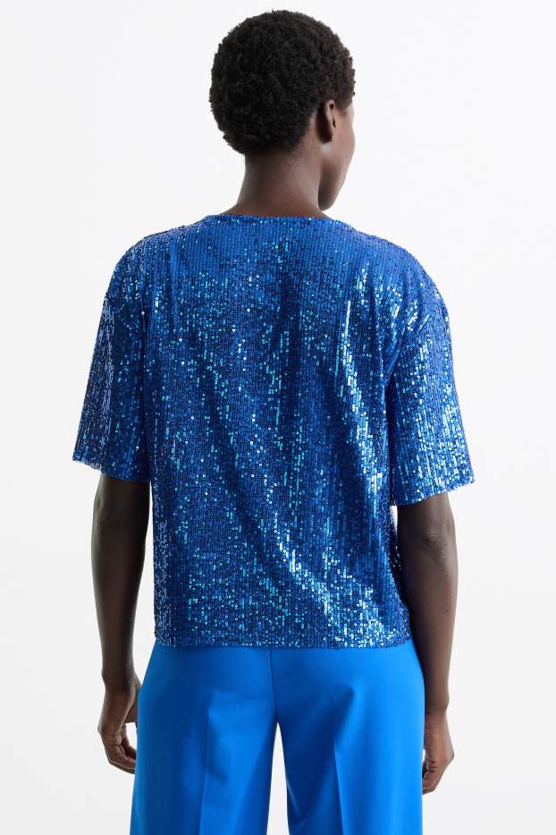 Dámské - Pajetkové tričko - tmavomodrá