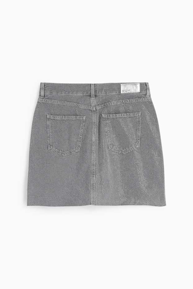 Femei - Fustă mini din denim cu ștrasuri - denim-gri