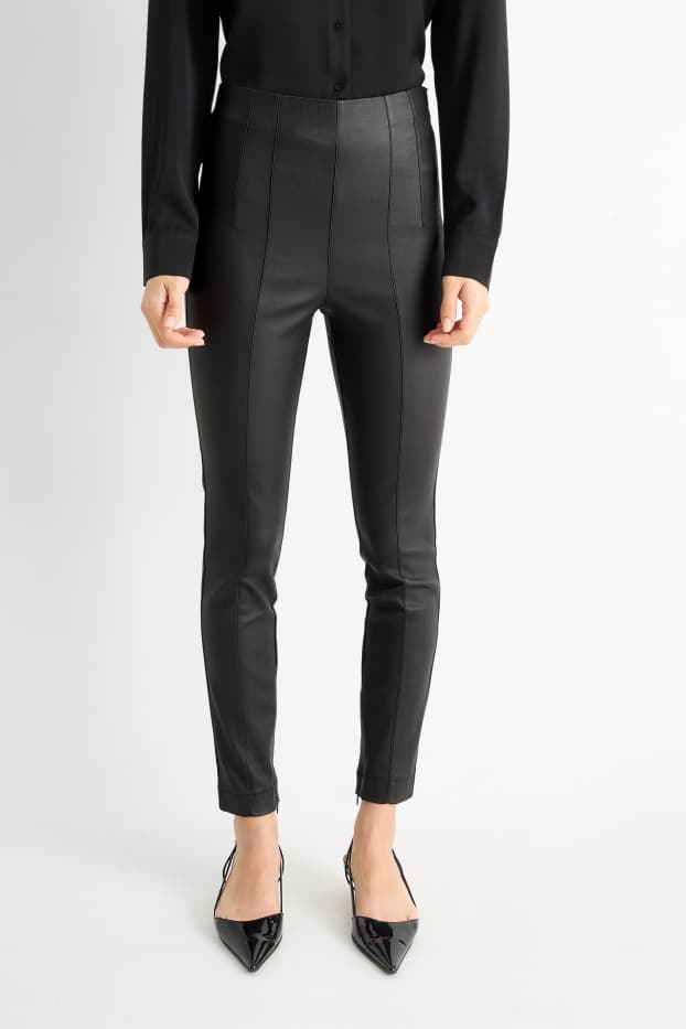 Femei - Pantaloni colanți - talie înaltă - skinny fit - negru