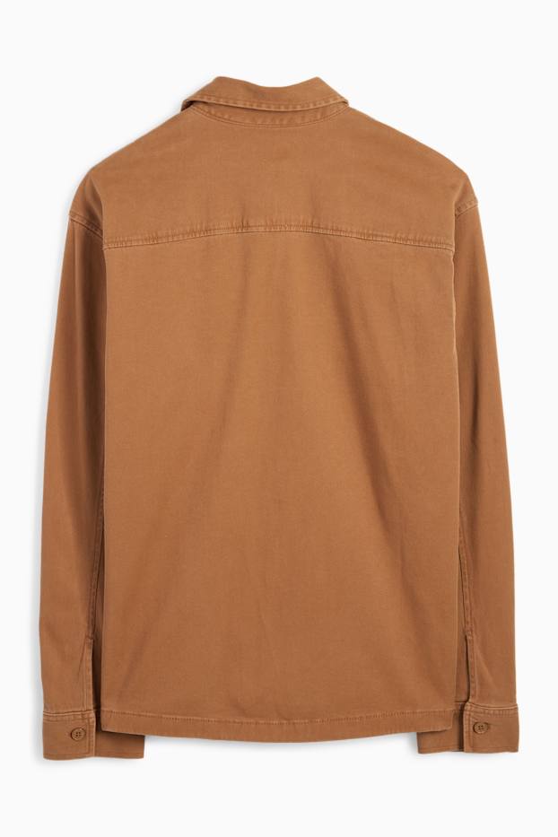 Men - Shirt - regular fit - kent collar - brown