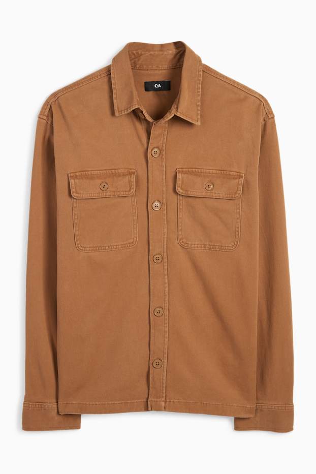 Men - Shirt - regular fit - kent collar - brown