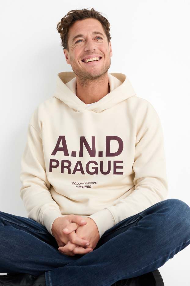 Heren - Hoodie - crème wit