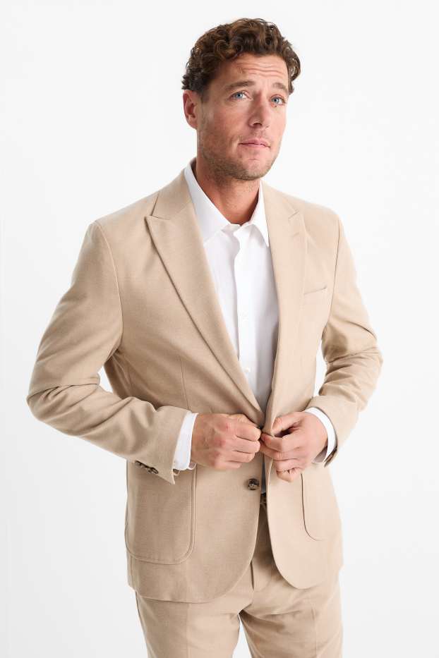 Bărbați - Sacou modular - slim fit - maro deschis