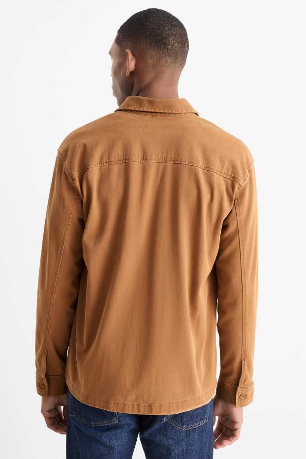 Men - Shirt - regular fit - kent collar - brown