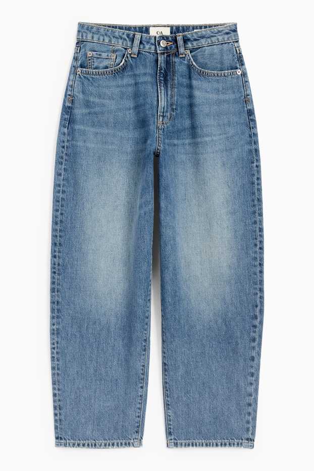 Femei - Barrel jeans - talie medie - denim-albastru