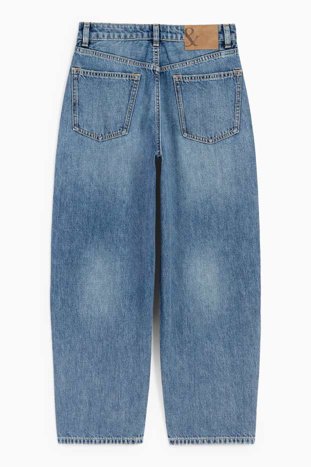 Femei - Barrel jeans - talie medie - denim-albastru