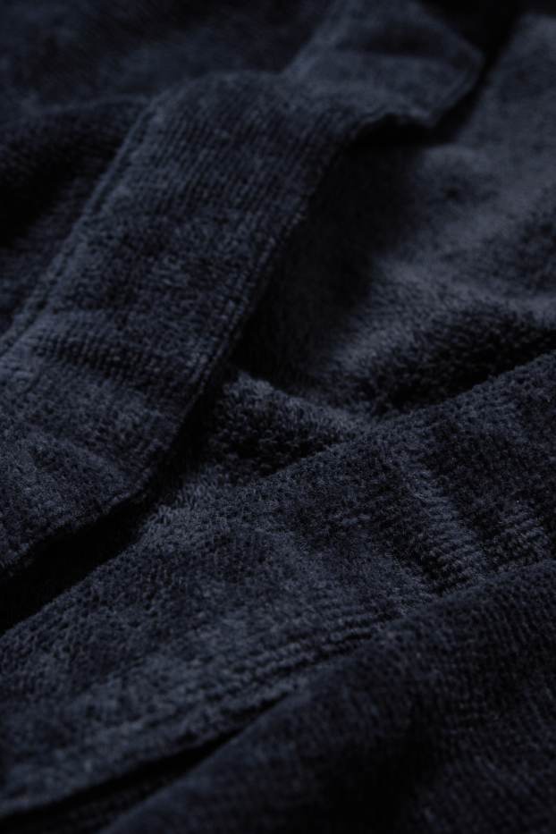 Copii - Băieți - Halat de baie din tricot plușat, cu glugă - albastru închis