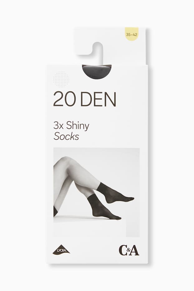 Femei - Multipack 3 perechi - șosete fine - LYCRA® - 20 DEN - negru