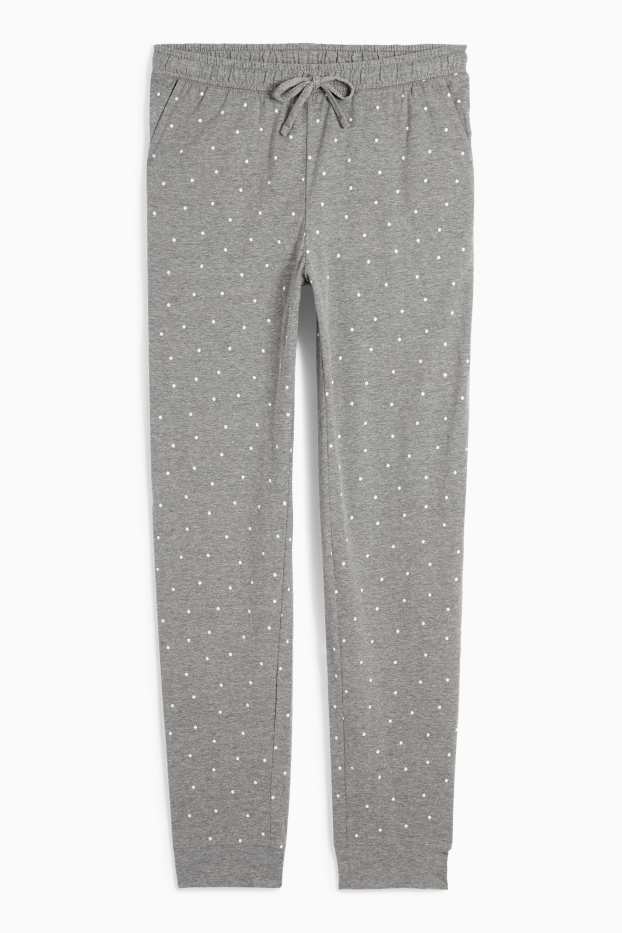 Femei - Pantaloni de pijama - cu buline - gri