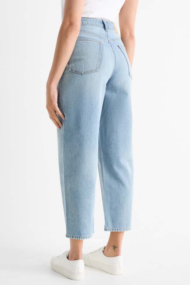 Femei - Barrel jeans - talie medie - denim-albastru deschis