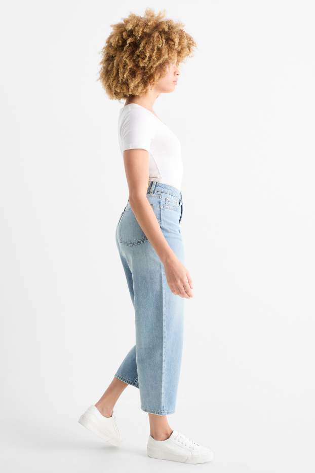Femei - Barrel jeans - talie medie - denim-albastru deschis