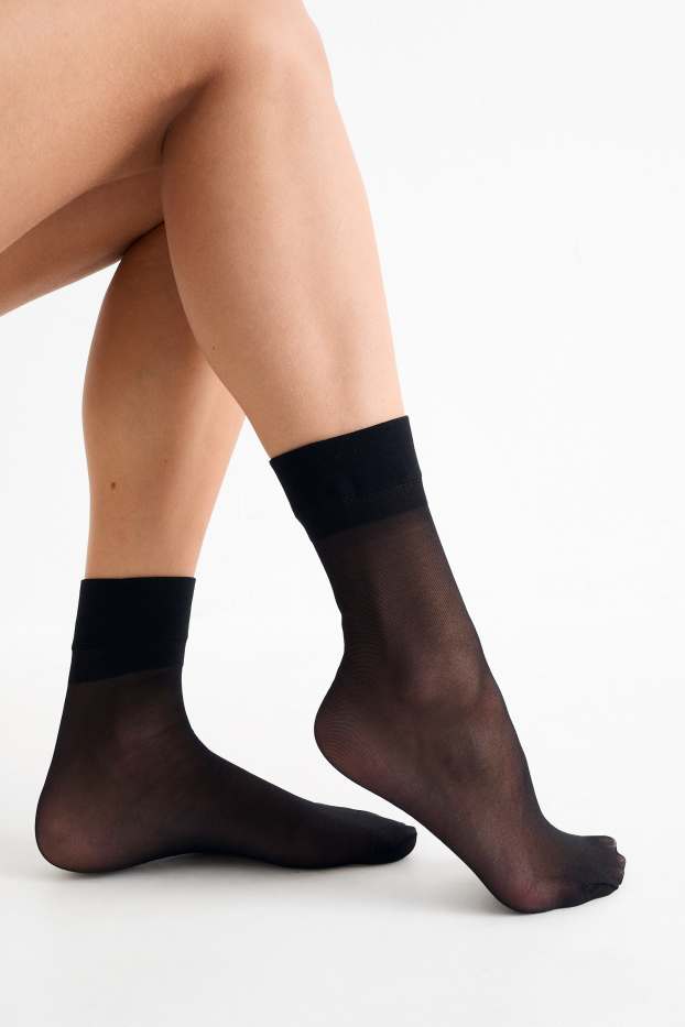 Femei - Multipack 3 perechi - șosete fine - LYCRA® - 20 DEN - negru