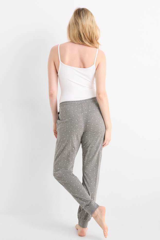 Femei - Pantaloni de pijama - cu buline - gri
