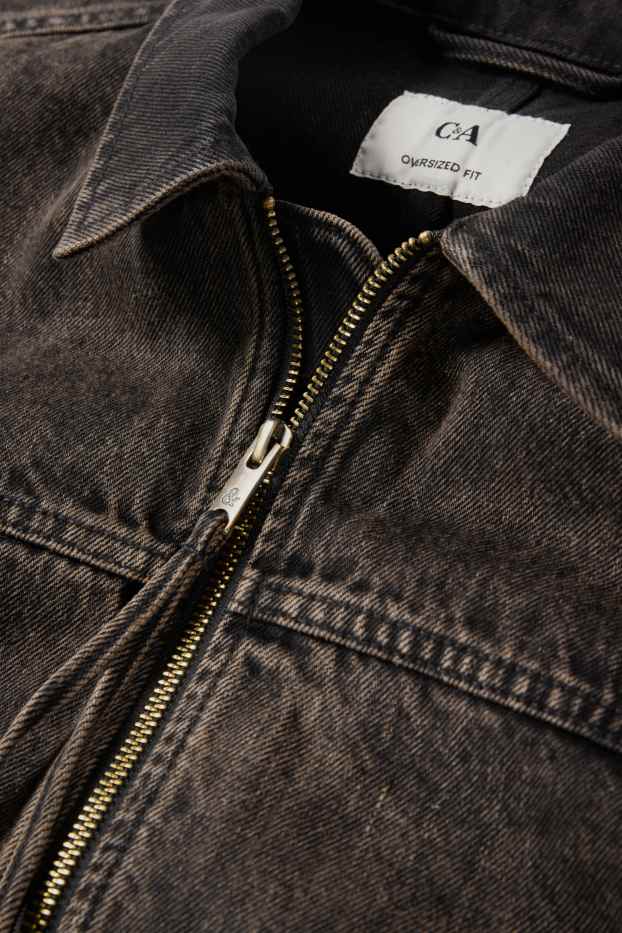 Bărbați - Jachetă din denim supradimensionată - denim-maro