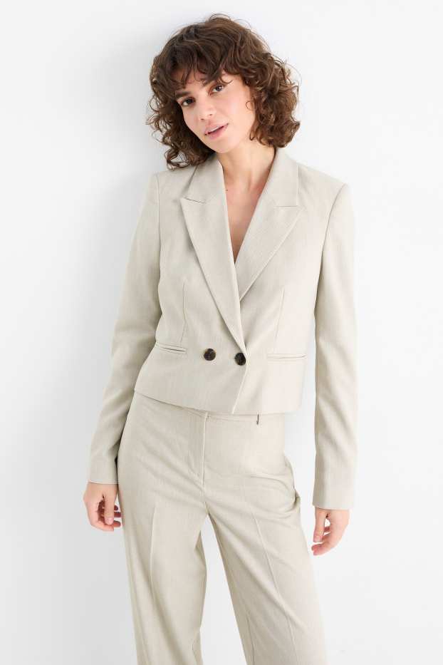Femei - Blazer crop - cambrat - structurat - bej