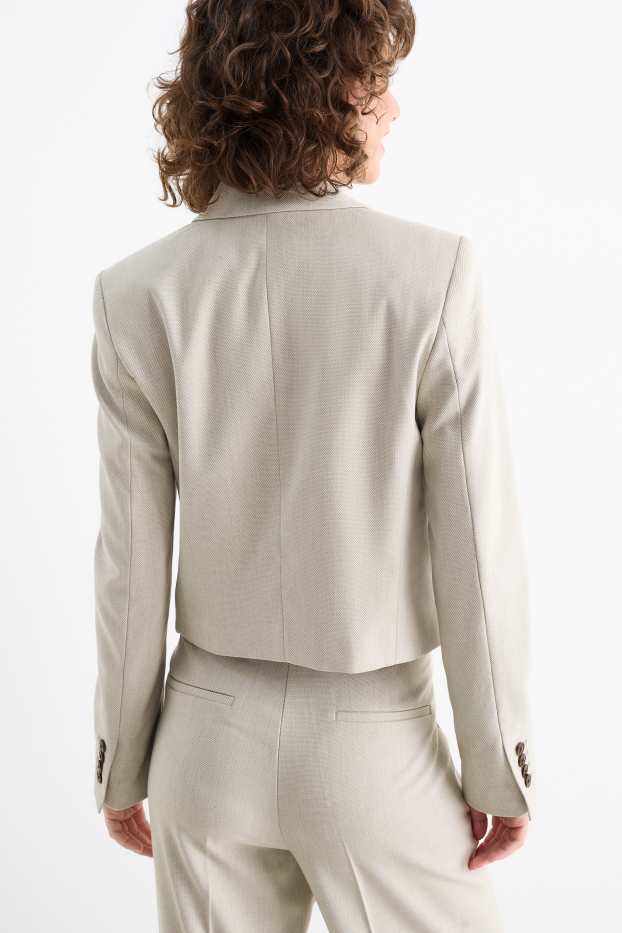 Femei - Blazer crop - cambrat - structurat - bej
