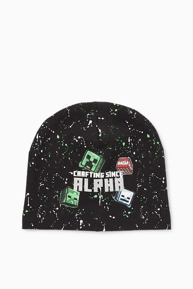 Children Boys - Minecraft - beanie - patterned - black