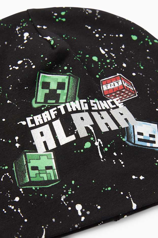 Children Boys - Minecraft - beanie - patterned - black