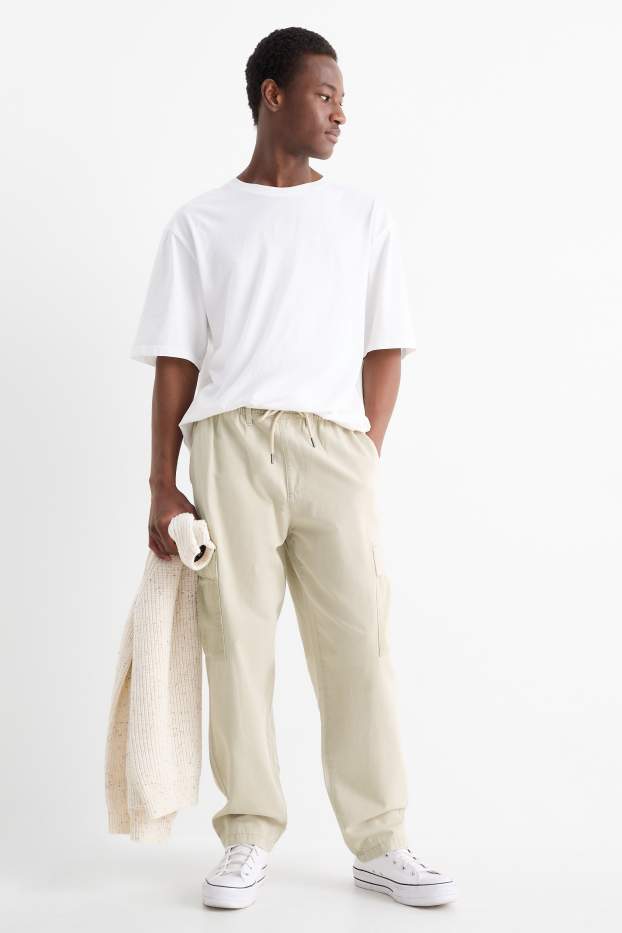 Bărbați - Pantaloni cargo - relaxed fit - bej