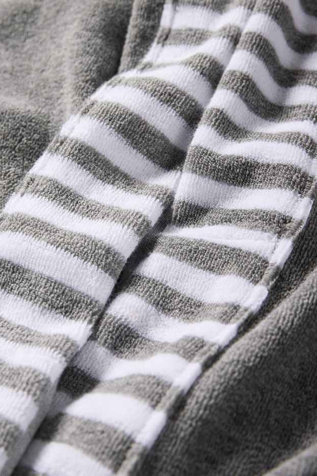 Femei - Halat de baie din tricot plușat, cu glugă - gri închis