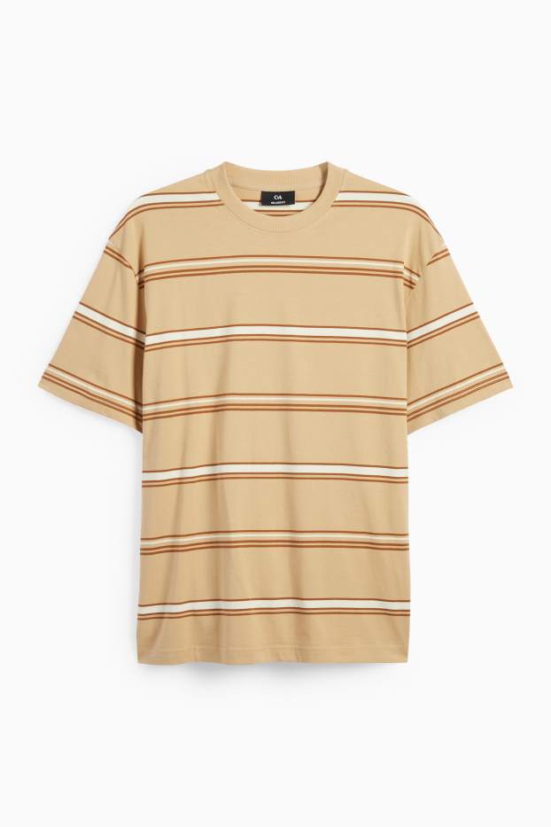 Hommes - T-shirt - relaxed fit - à rayures - beige