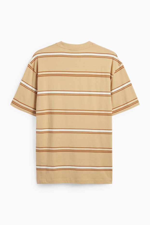 Hommes - T-shirt - relaxed fit - à rayures - beige
