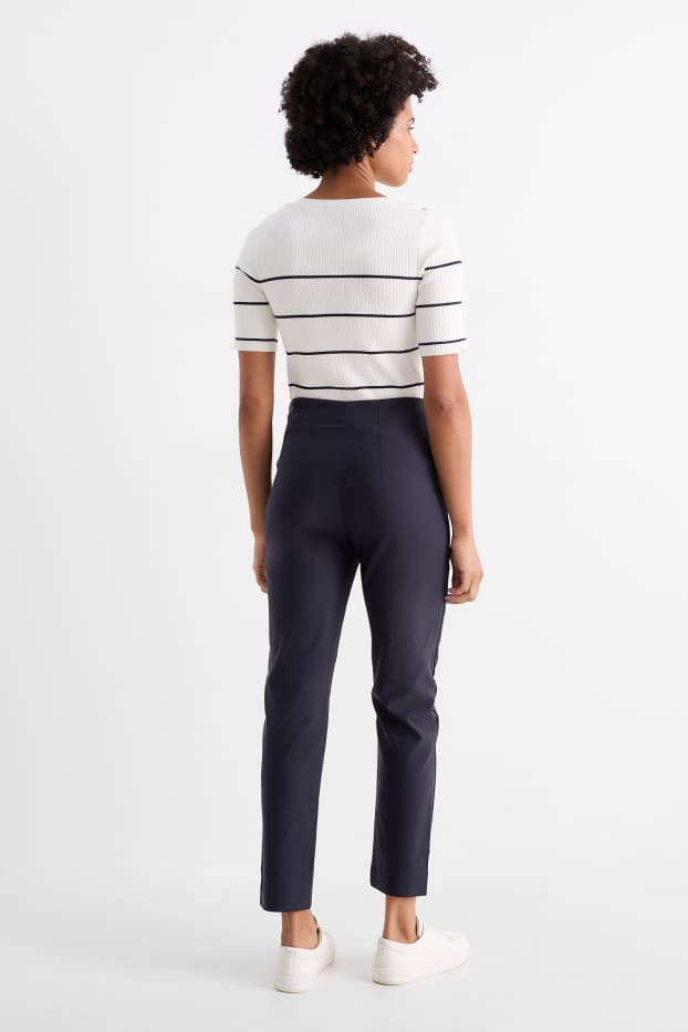 Femei - Pantaloni de stofă - talie înaltă - slim fit - albastru închis