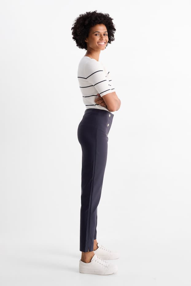 Femei - Pantaloni de stofă - talie înaltă - slim fit - albastru închis