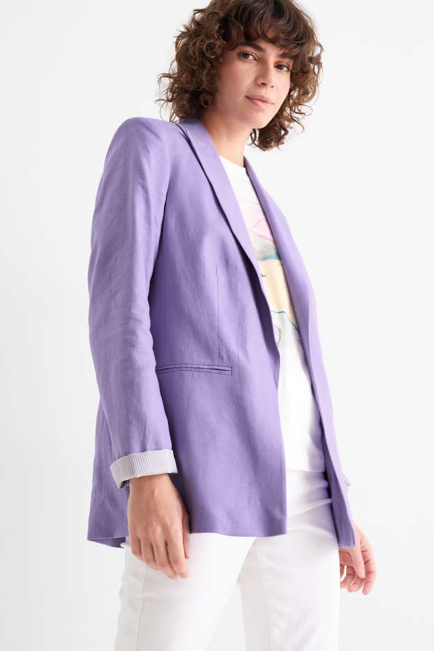 Femei - Blazer lung - relaxed fit - amestec de in - violet deschis