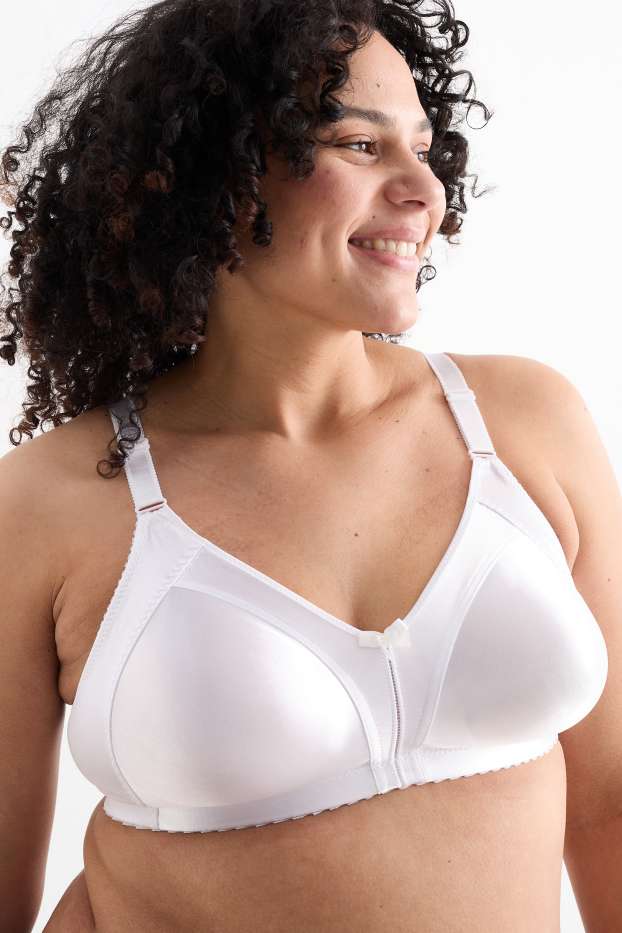 Femei - Sutien minimizer fără armătură - aspect lucios - alb