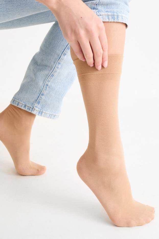 Dámské - Multipack 3 ks - silonové podkolenky - LYCRA® - 20 DEN - světle béžová