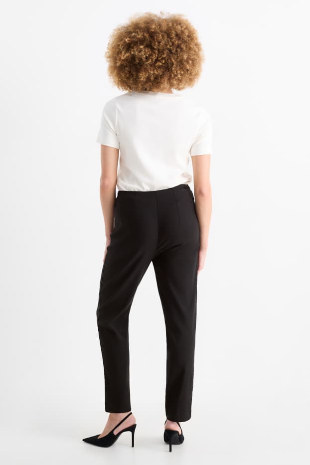 Femei - Pantaloni de stofă - talie înaltă - slim fit - negru