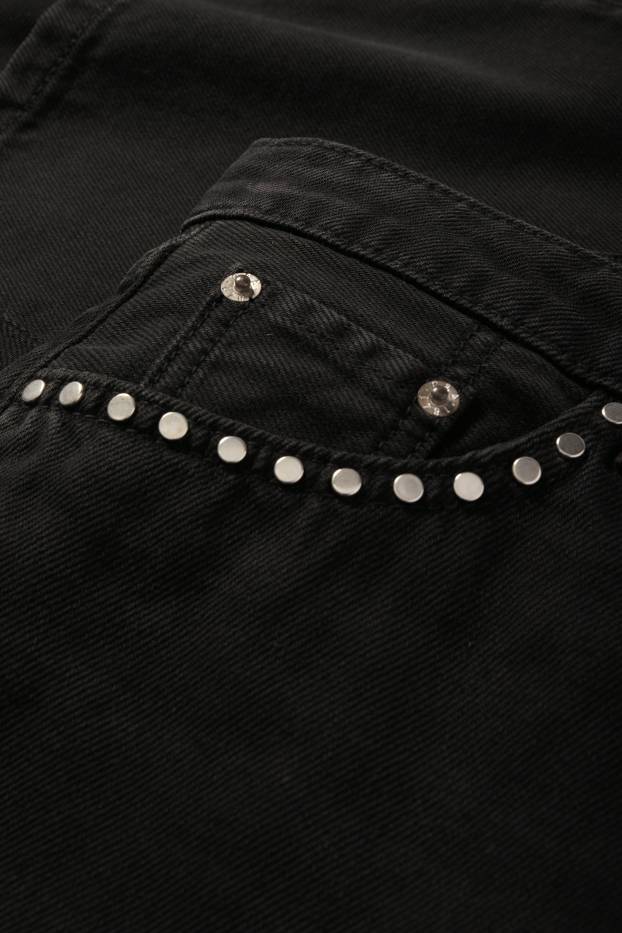 Femei - Barrel jeans - talie medie - negru
