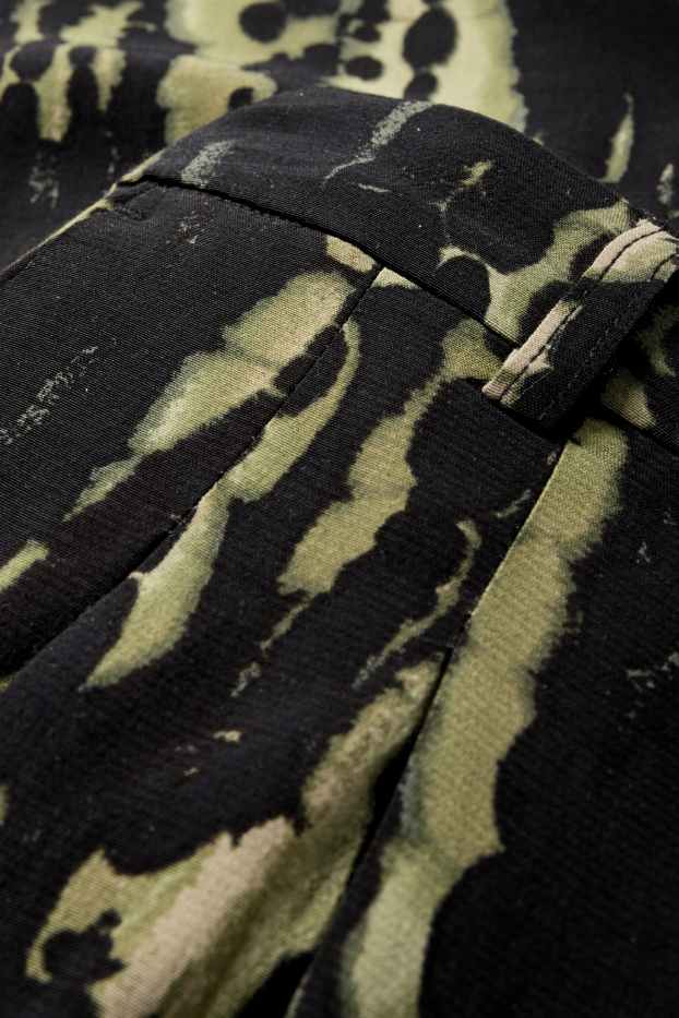 Femei - Pantaloni de stofă - talie înaltă - wide leg - cu model - verde închis / negru