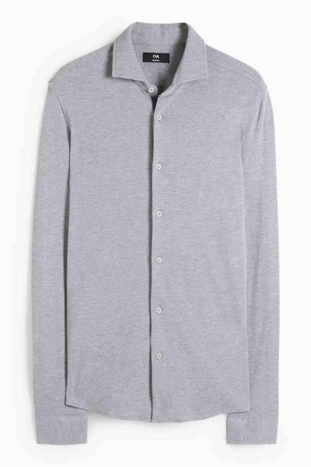 Bărbați - Cămașă - slim fit - guler italian - gri