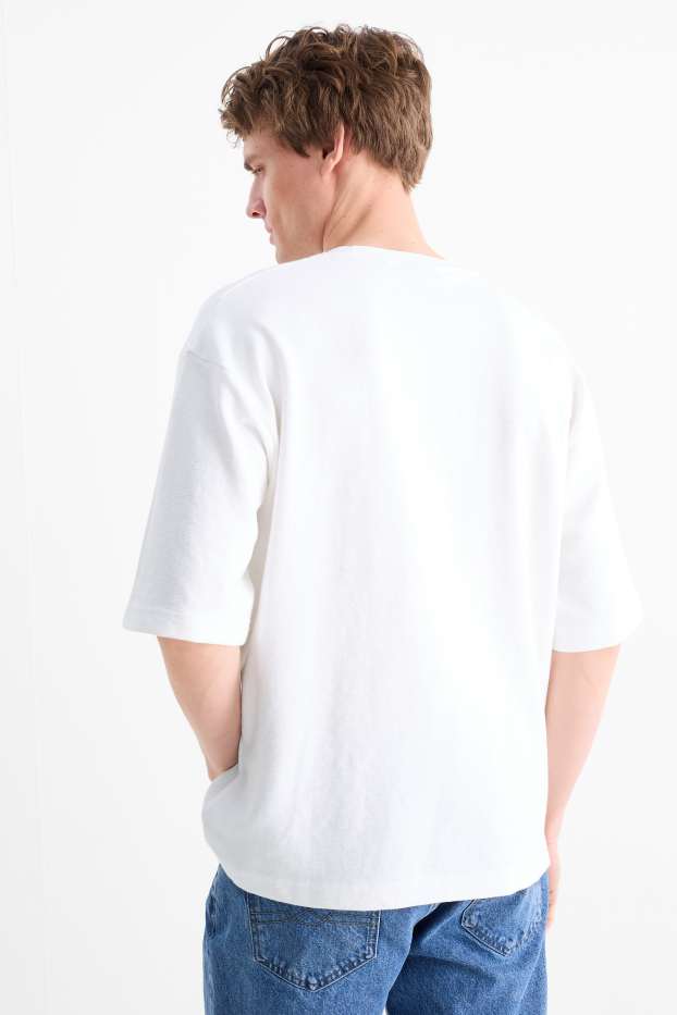 Bărbați - Tricou - relaxed fit - reiat - alb