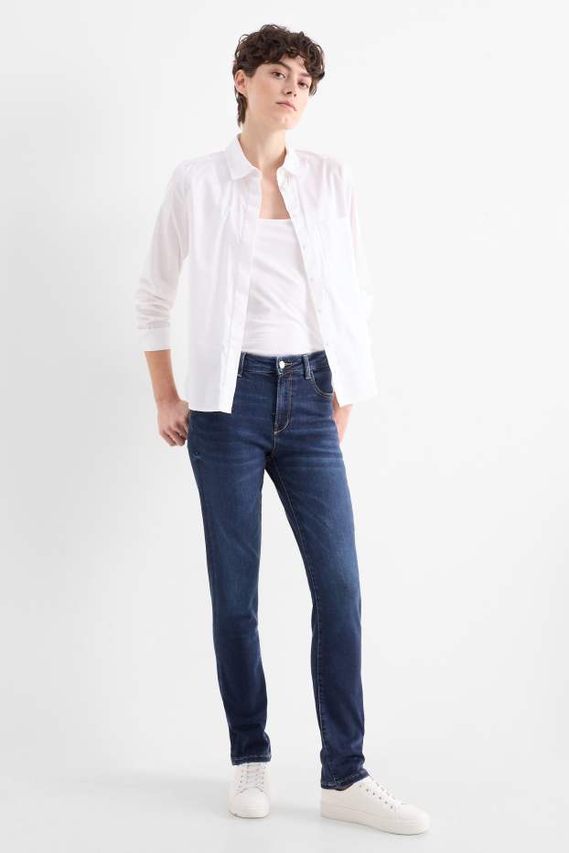 Femei - Slim jeans - talie medie - jeans modelatori - LYCRA® - denim-albastru