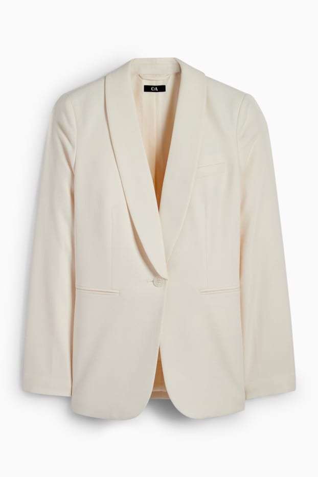 Femei - Blazer lung - regular fit - structurat - alb-crem
