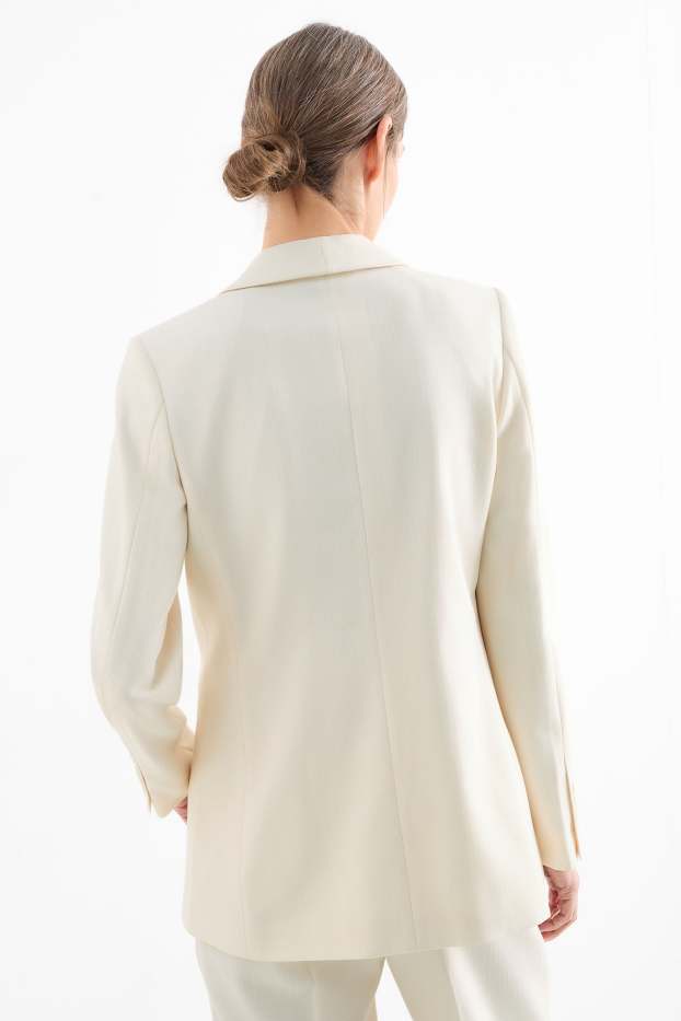 Femei - Blazer lung - regular fit - structurat - alb-crem