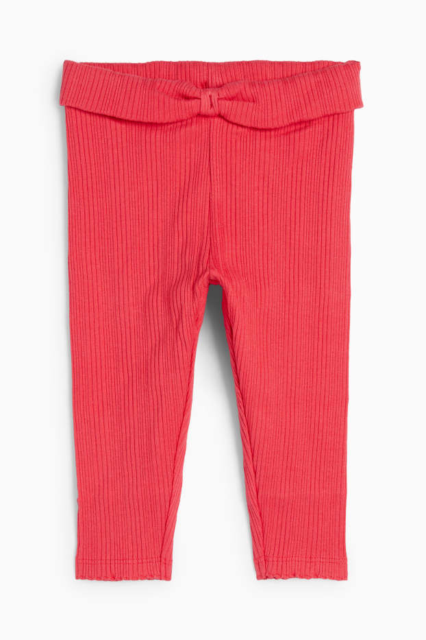 Baby Girls - Baby leggings - ribbed - red
