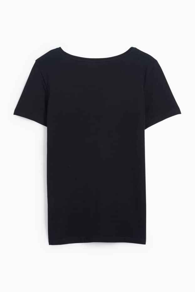 Femei - Tricou cu decolteu în V - slim fit - negru