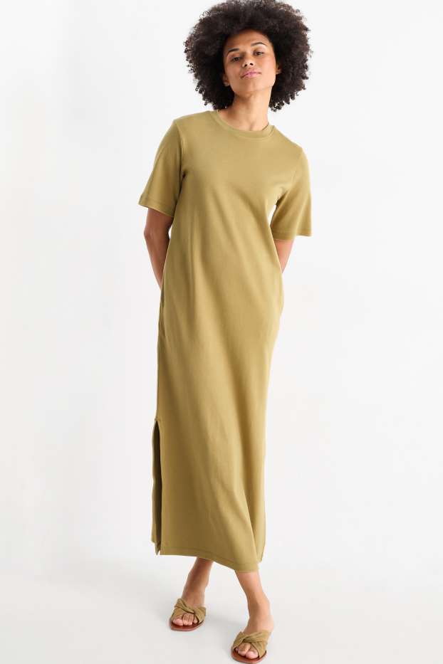 Damen - T-Shirt-Kleid - khaki