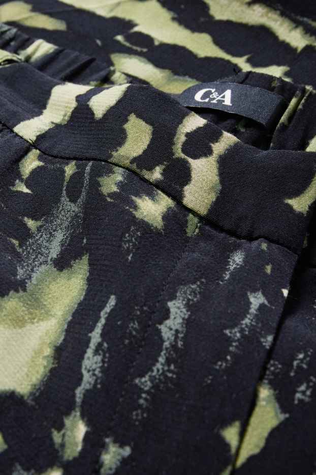 Femei - Pantaloni de stofă - talie înaltă - wide leg - cu model - verde