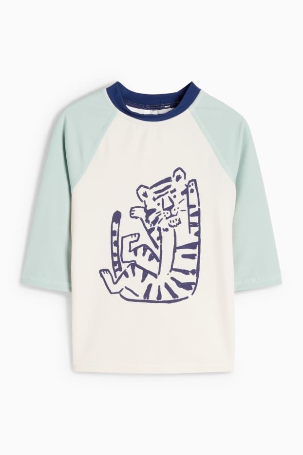 Bebeluși - băieți - Tigru - compleu de baie cu protecție UV bebeluși - LYCRA® XTRA LIFE™ - 3 piese - albastru închis