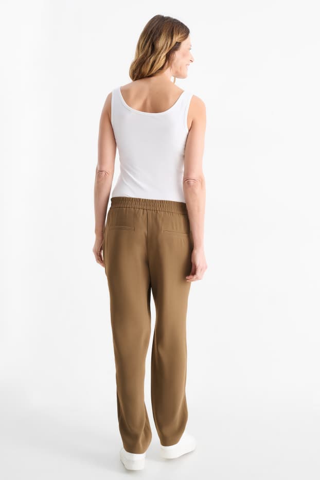 Femei - Pantaloni de stofă - talie medie - tapered fit - kaki