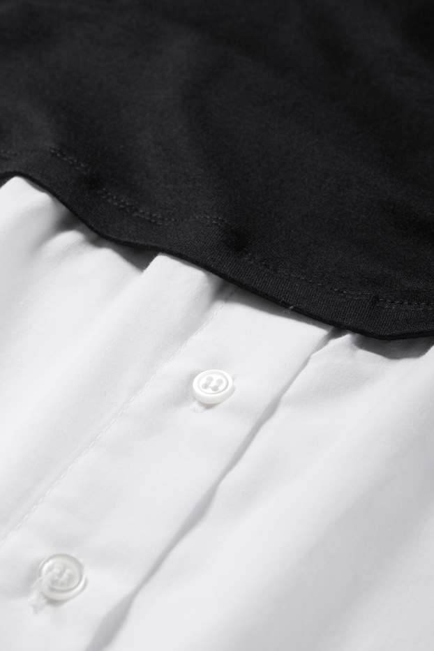 Femei - Tricou gravide - aspect 2 în 1 - negru / alb