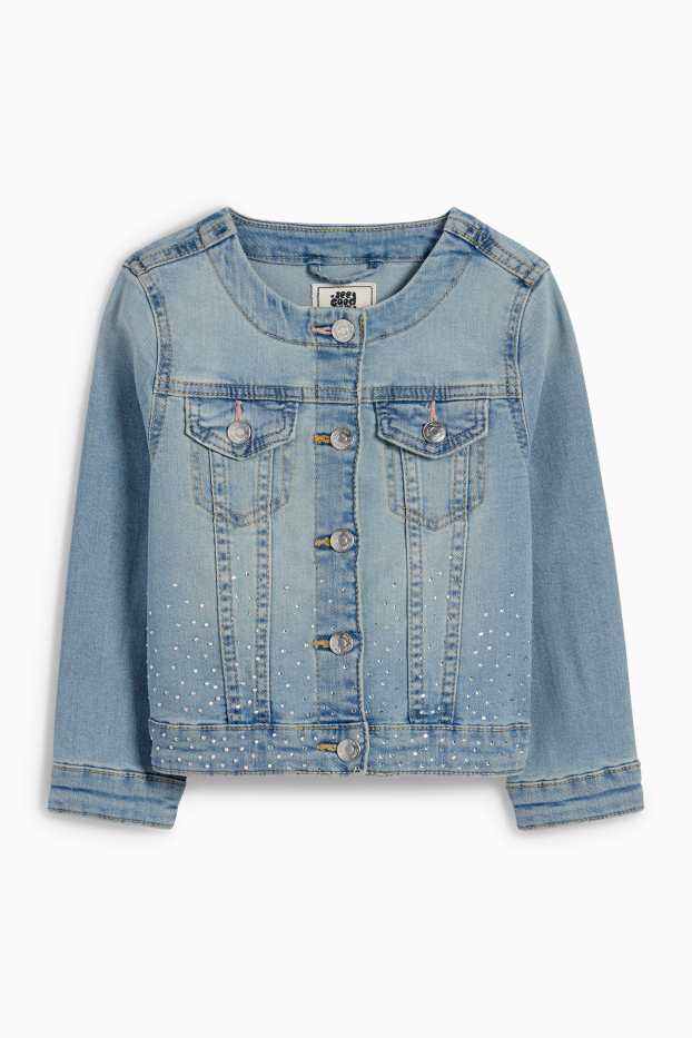 Copii - Fete - Jachetă din denim cu ștrasuri - denim-albastru deschis