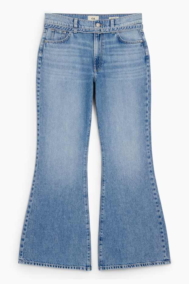 Femei - Loose flared jeans - talie medie - denim-albastru deschis