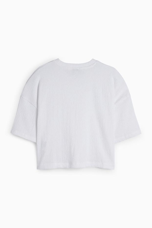Femei - Tricou - relaxed fit - structurat - alb
