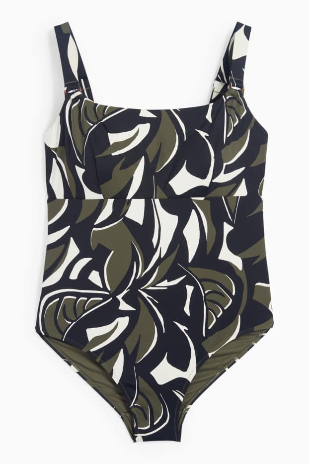 Femei - Costum de baie - vătuit - LYCRA® XTRA LIFE™ - cu model - verde închis / negru